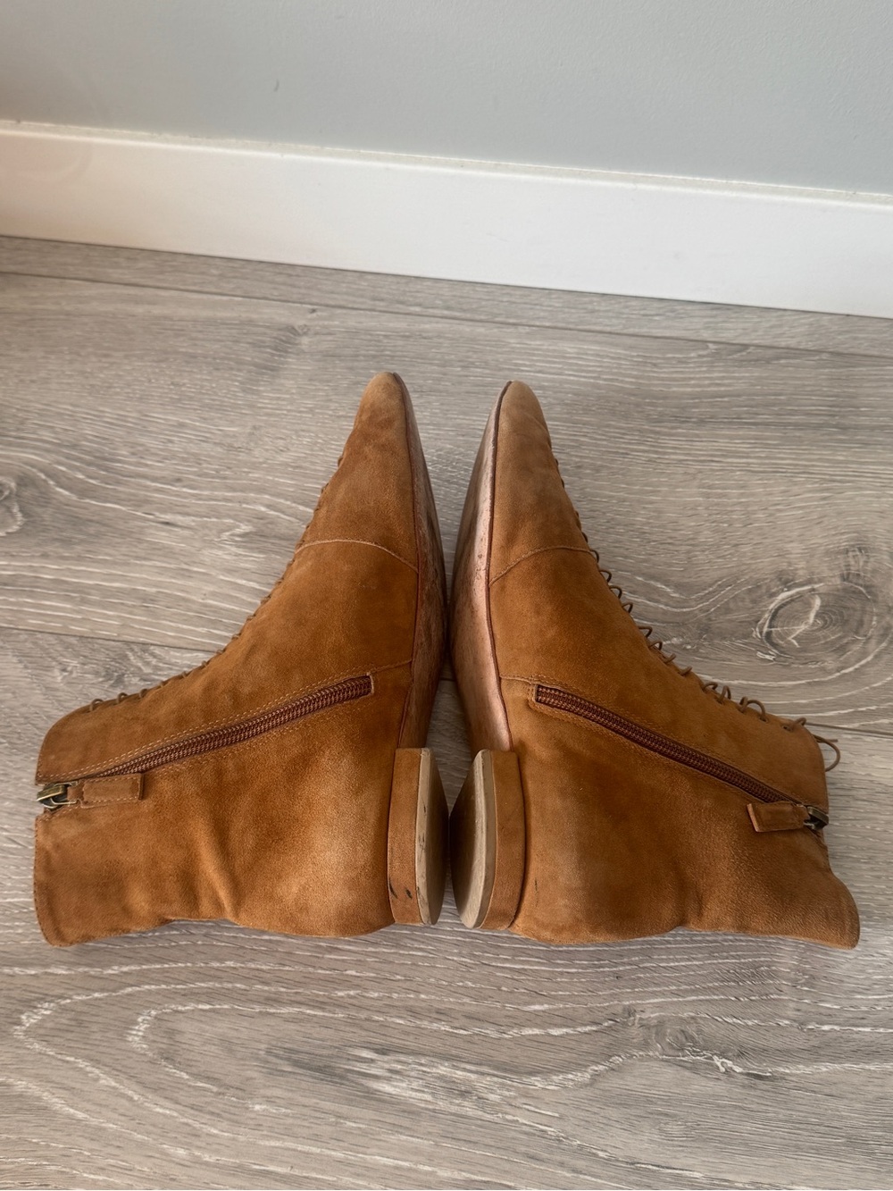 DÔEN Victoriana Suede Lace-Up Ankle Boots in Victorian low heel Pecan tan 38.5 - Picture 7 of 16
